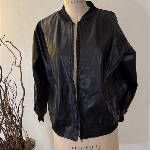 Jackets & Blazers - Women's Black Bomber Jacket faux leather